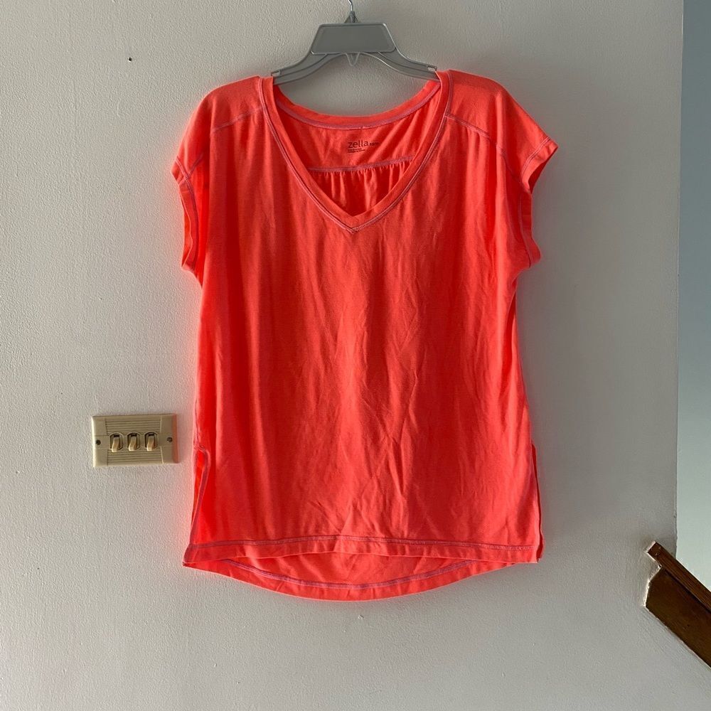 Zella Atomic Pink Short Sleeve V-Neck Top X-Small